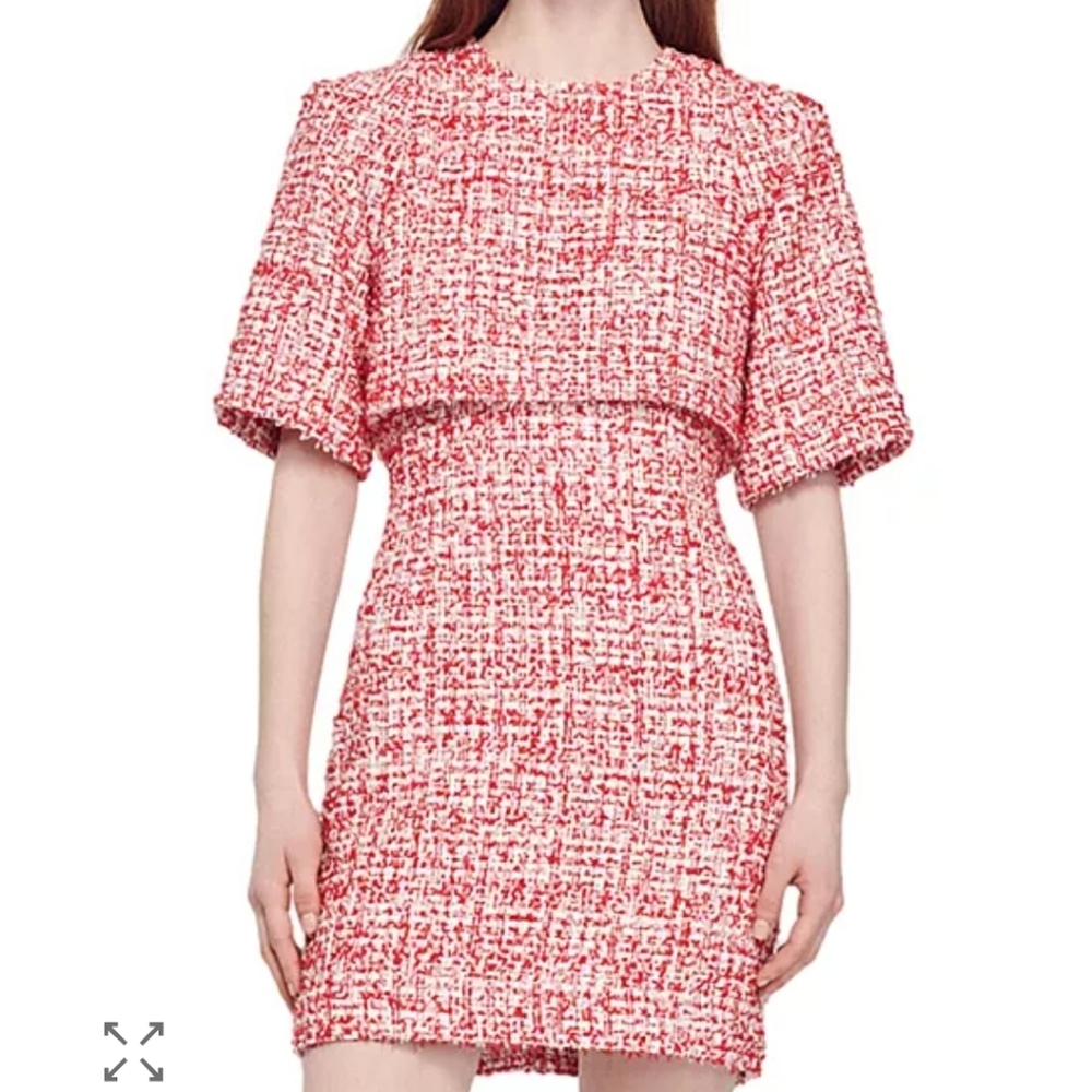 Sandro Agy Red Tweed Mini Dress